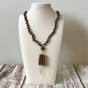 Tigers Eye Handmade Gemstone Bead Hand Knotted Healing Mala Necklace